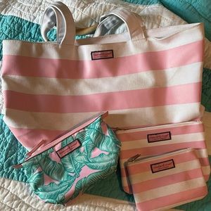 Vineyard vines tote and cosmetics pouches